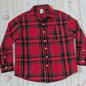 Classic Red Plaid Kids Button-Down Shirt